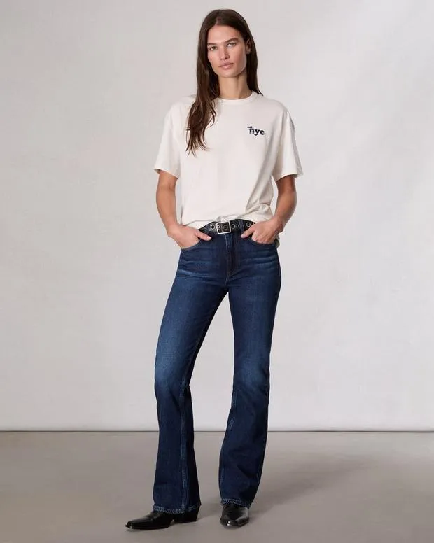 Women TShirts Rag and Bone Nyc Boyfriend TShirt Ivory Multi