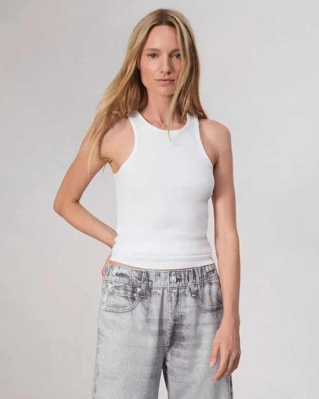 Women TShirts Rag and Bone The Essential Rib Tank White