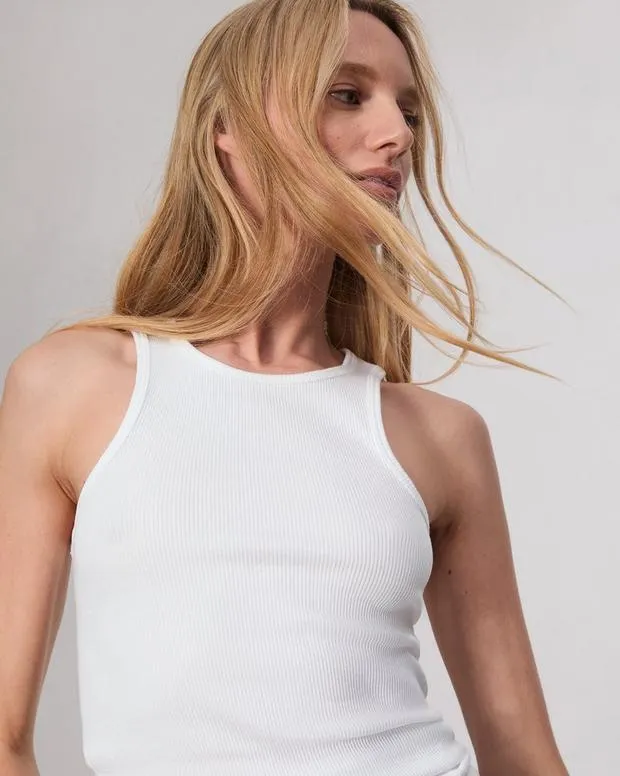 Women TShirts Rag and Bone The Essential Rib Tank White