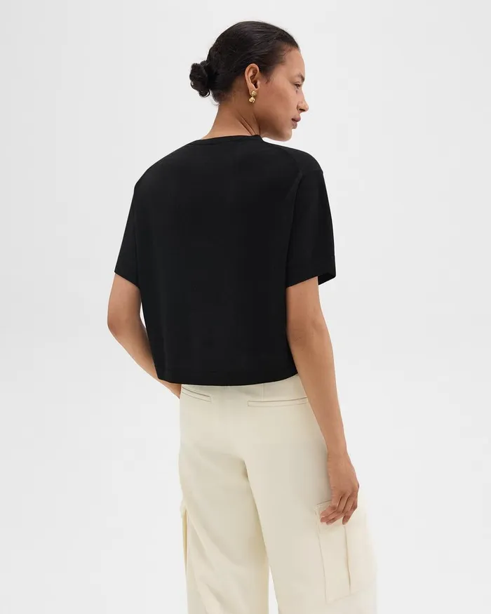 Women TShirts Tank Tops Theory Boxy Tee In Regal Wool Black