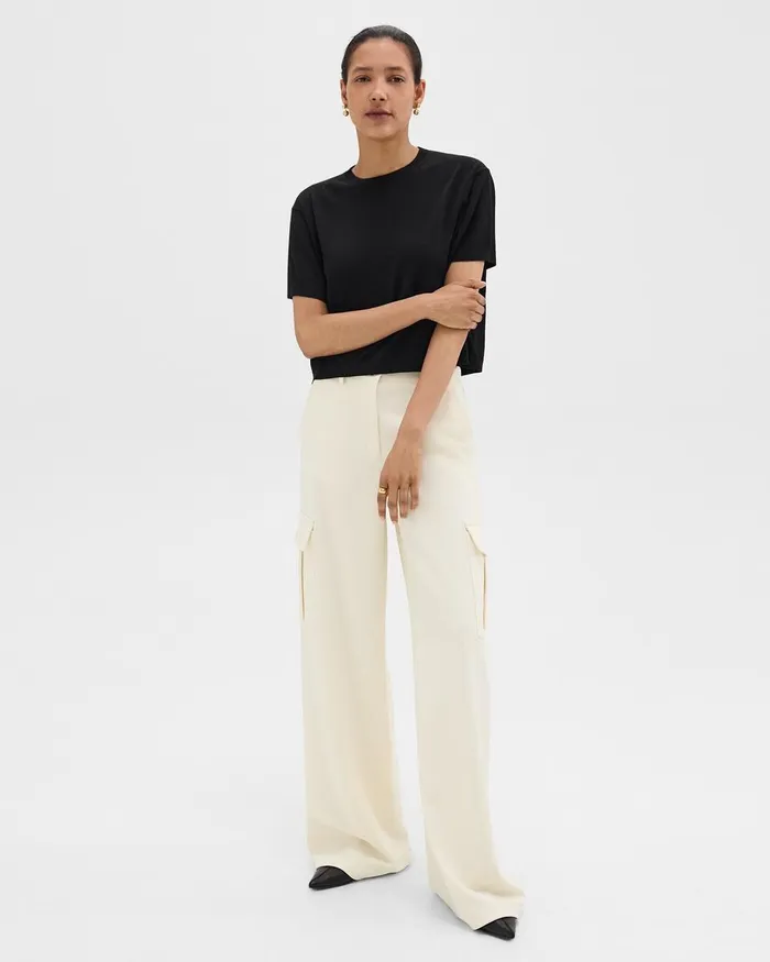 Women TShirts Tank Tops Theory Boxy Tee In Regal Wool Black