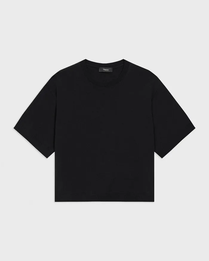 Women TShirts Tank Tops Theory Boxy Tee In Regal Wool Black
