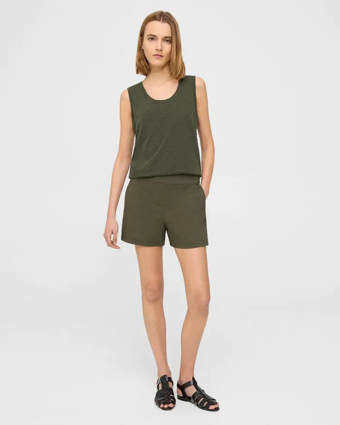 Women TShirts Tank Tops Theory Easy Tank Top In Organic Slub Cotton Dark Olive