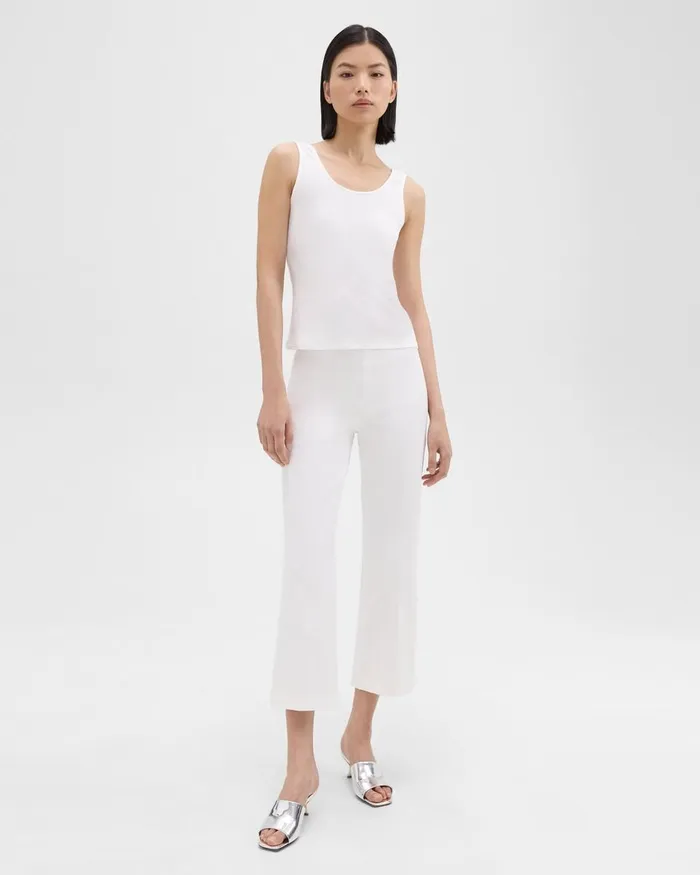 Women TShirts Tank Tops Theory Scoop Neck Tank Top In Rib Knit Viscose White