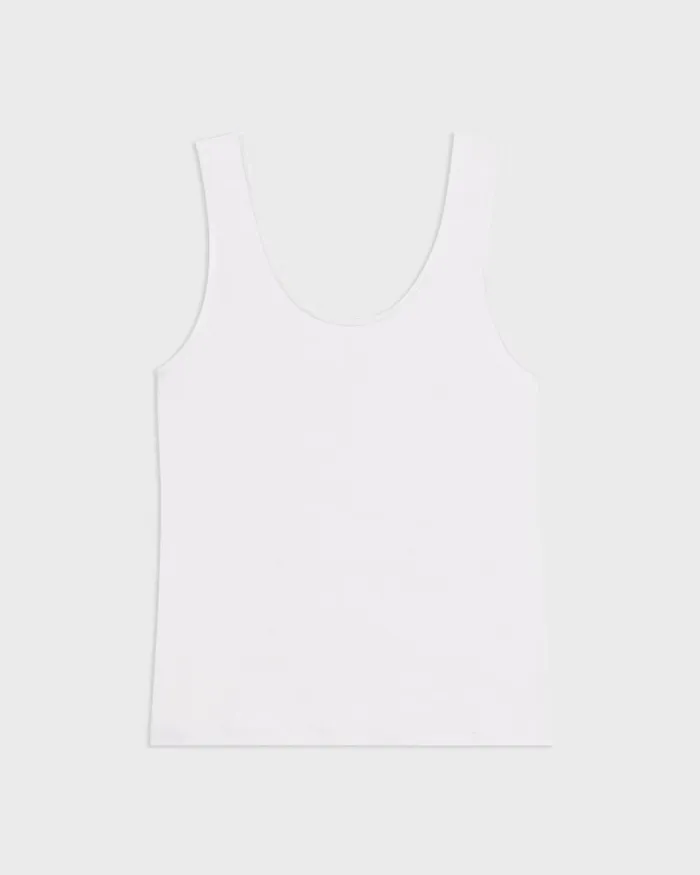 Women TShirts Tank Tops Theory Scoop Neck Tank Top In Rib Knit Viscose White