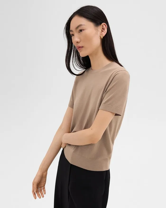 Women TShirts Tank Tops Theory Sweater Tee In Regal Wool Palomino