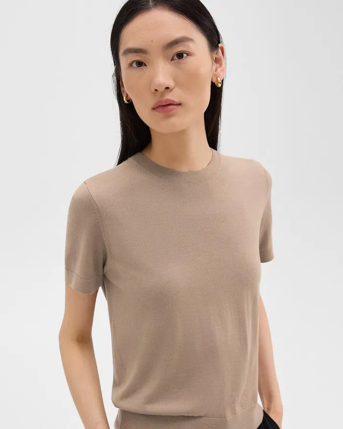 Women TShirts Tank Tops Theory Sweater Tee In Regal Wool Palomino