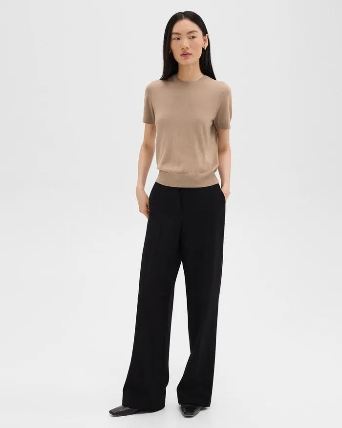Women TShirts Tank Tops Theory Sweater Tee In Regal Wool Palomino