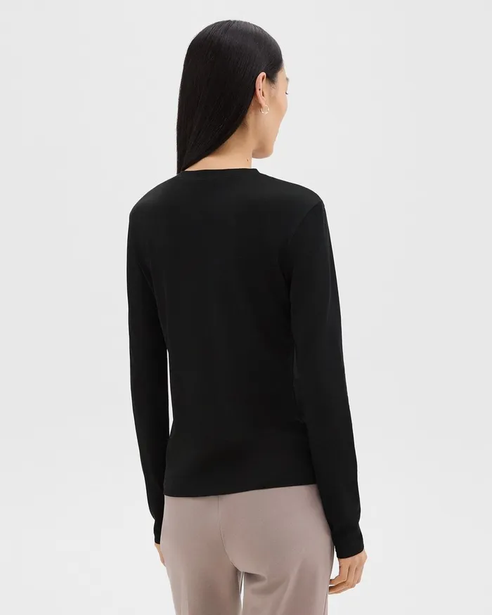 Women TShirts Tank Tops Theory Tiny LongSleeve Tee In Organic Cotton Black