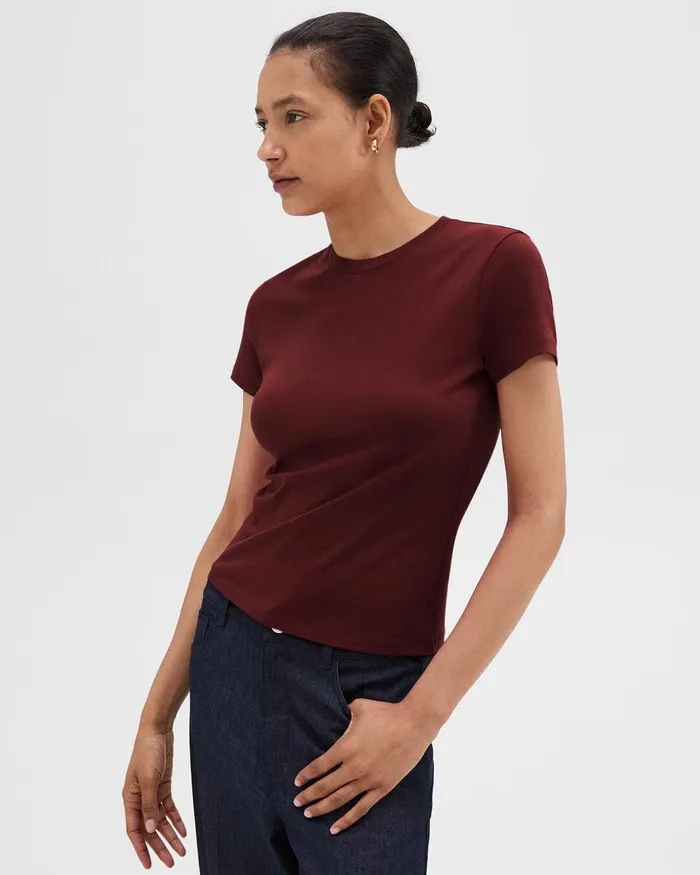 Women TShirts Tank Tops Theory Tiny Tee In Organic Cotton Cordovan