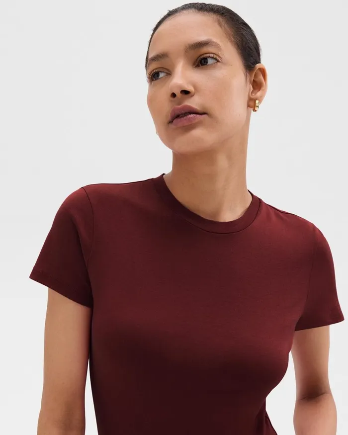 Women TShirts Tank Tops Theory Tiny Tee In Organic Cotton Cordovan