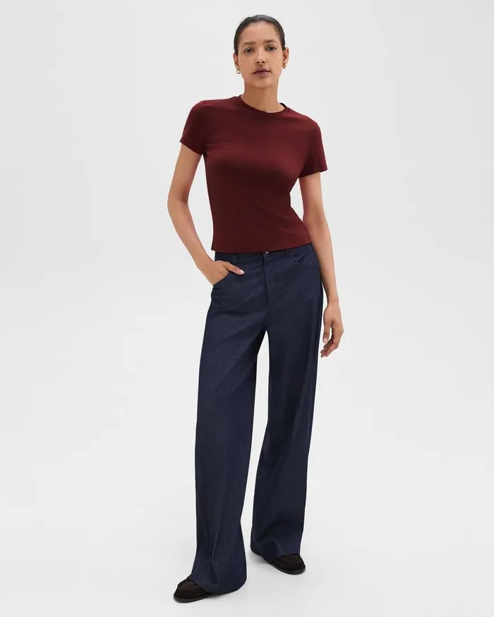 Women TShirts Tank Tops Theory Tiny Tee In Organic Cotton Cordovan