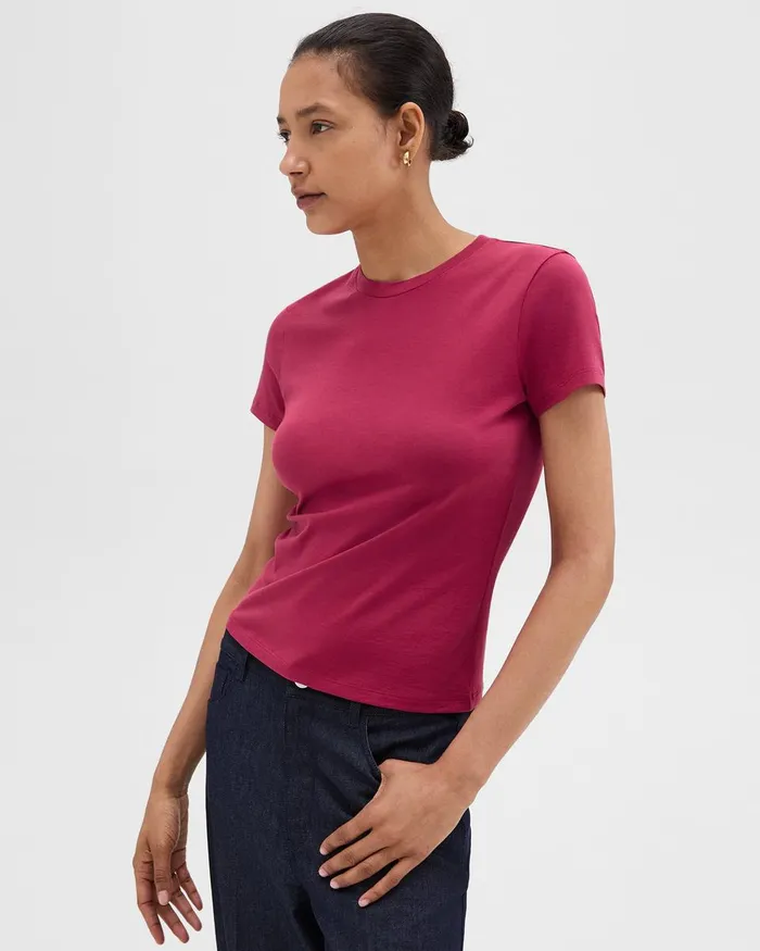 Women TShirts Tank Tops Theory Tiny Tee In Organic Cotton Deep Rose