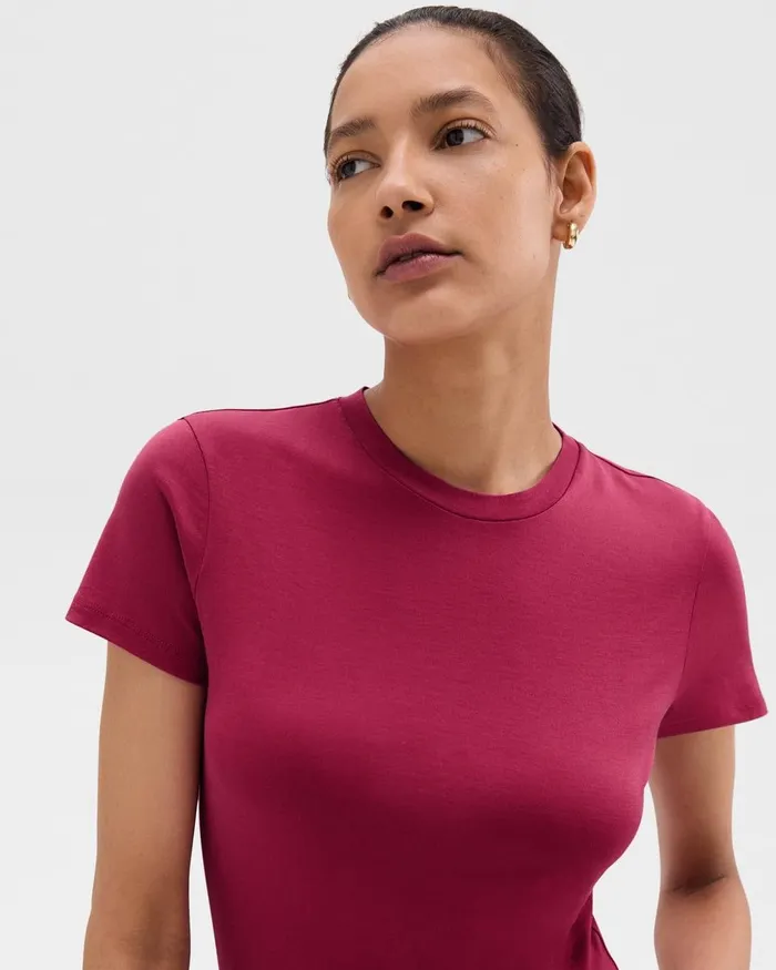 Women TShirts Tank Tops Theory Tiny Tee In Organic Cotton Deep Rose