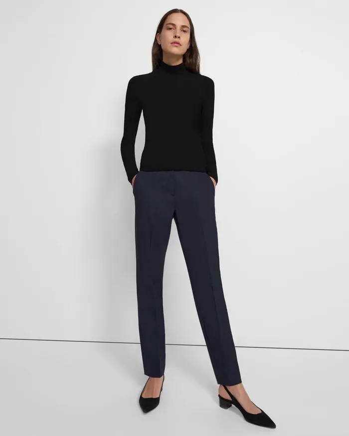 Women TShirts Tank Tops Theory Turtleneck Sweater In Ribbed Viscose Black