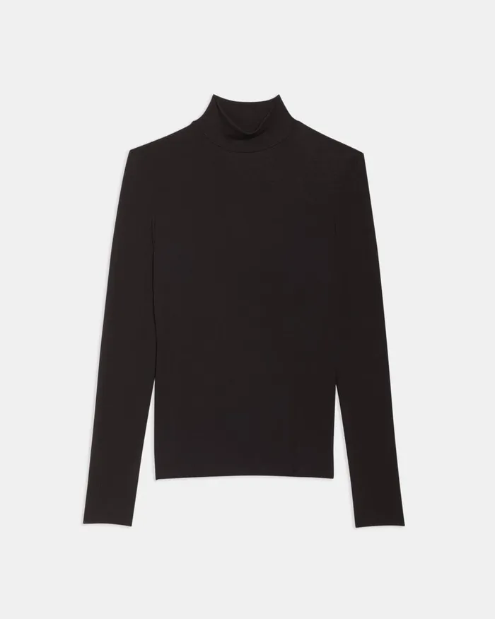 Women TShirts Tank Tops Theory Turtleneck Sweater In Ribbed Viscose Black