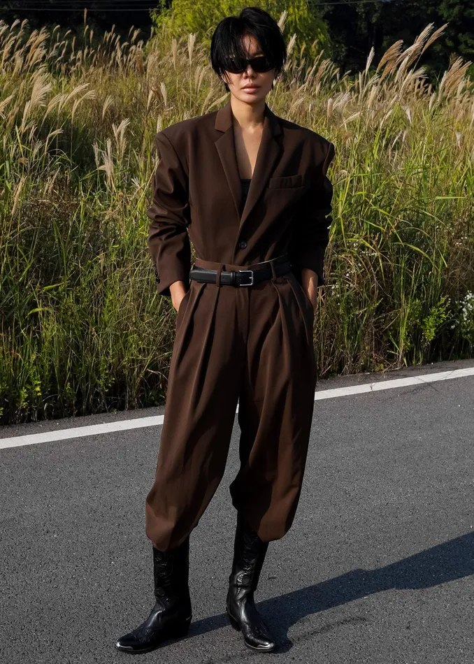 Women Tansy Oversized Blazer 8211 Chocolate The Frankie Shop Outerwear