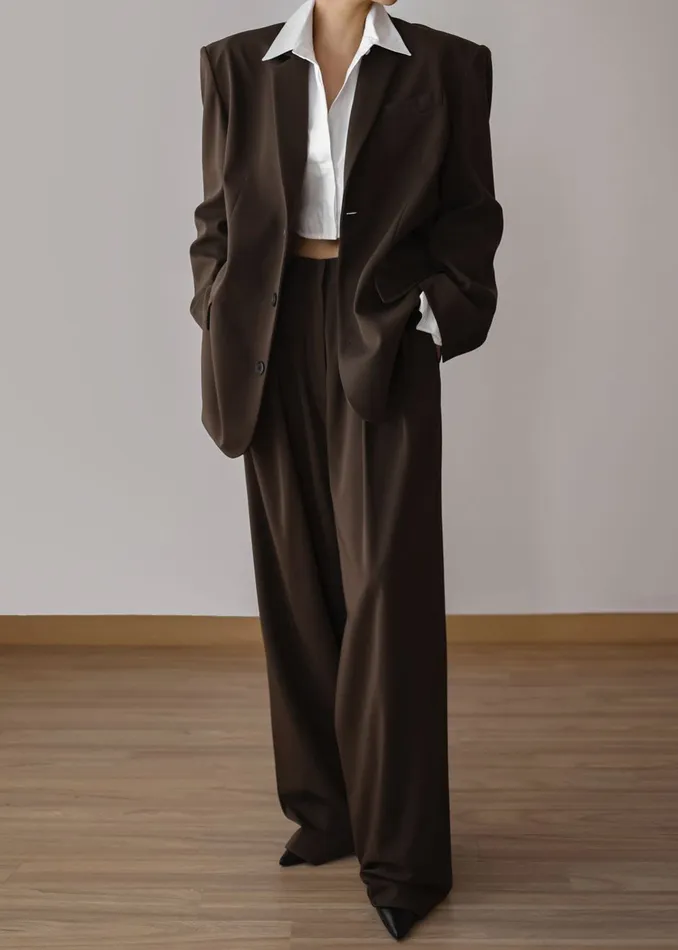 Women Tansy Oversized Blazer 8211 Chocolate The Frankie Shop Outerwear