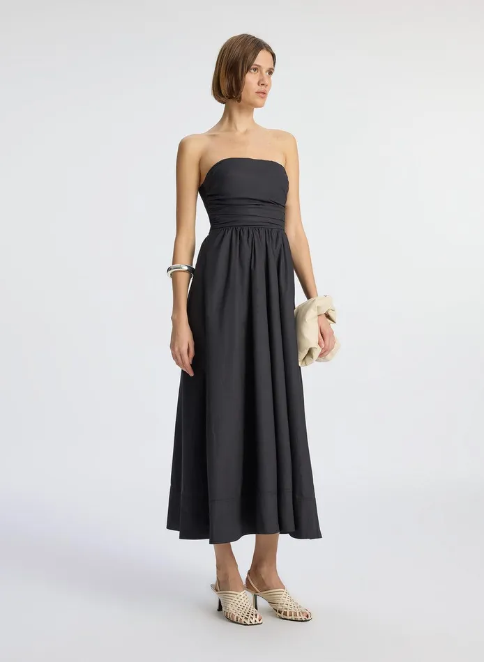 Women Tate Strapless Midi Dress Black ALC Dresses