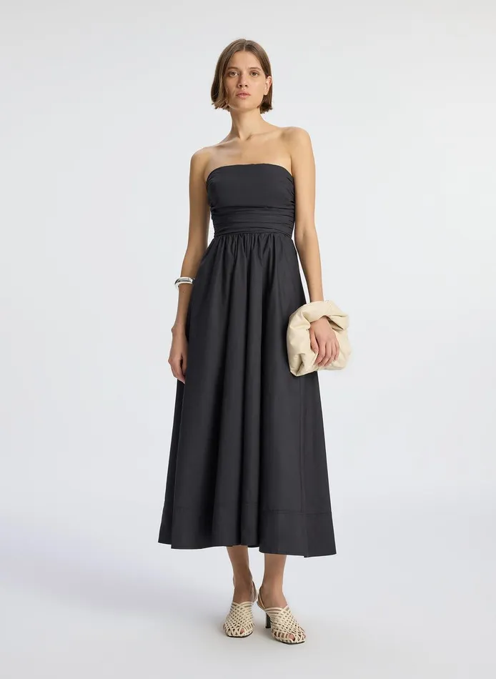 Women Tate Strapless Midi Dress Black ALC Dresses