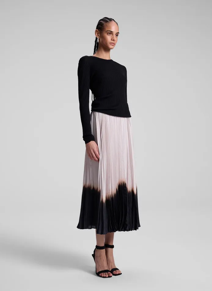 Women Tatum Pleated Midi Skirt Oysterblack ALC Bottoms