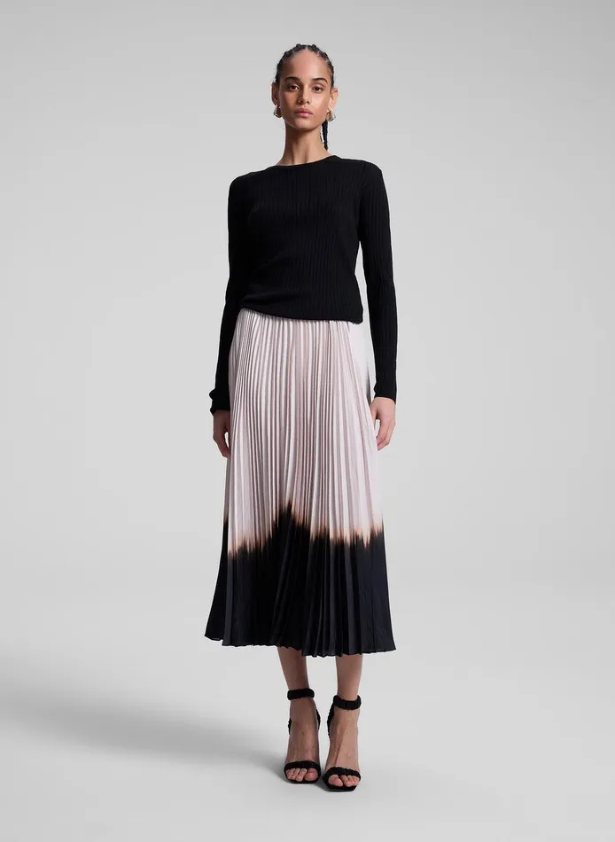 Women Tatum Pleated Midi Skirt Oysterblack ALC Bottoms