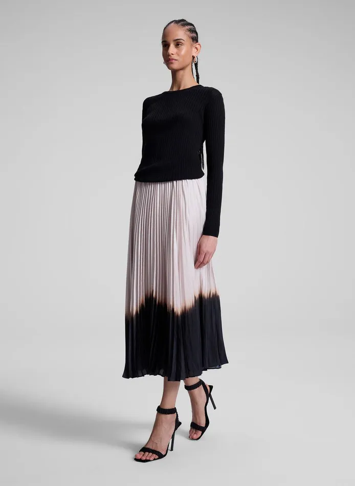 Women Tatum Pleated Midi Skirt Oysterblack ALC Bottoms