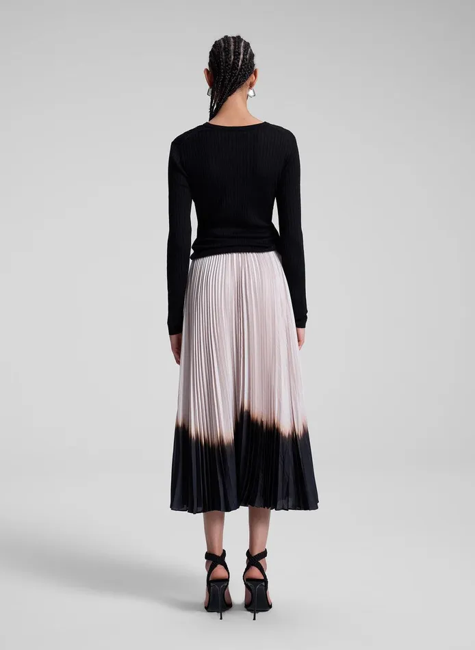 Women Tatum Pleated Midi Skirt Oysterblack ALC Bottoms