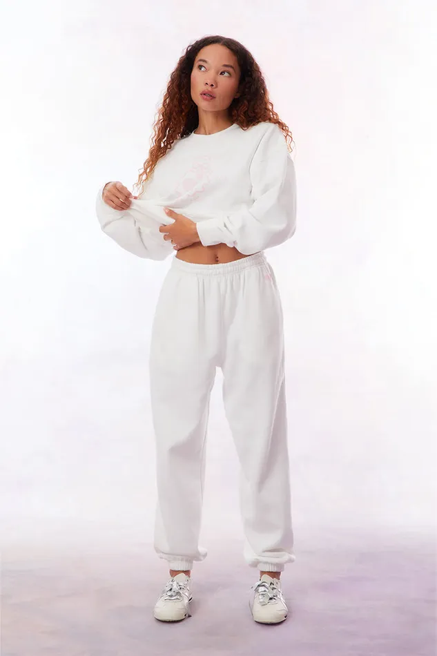 Women Tees and Fleece LoveShackFancy Malone Tennis Logo Sweatpant White