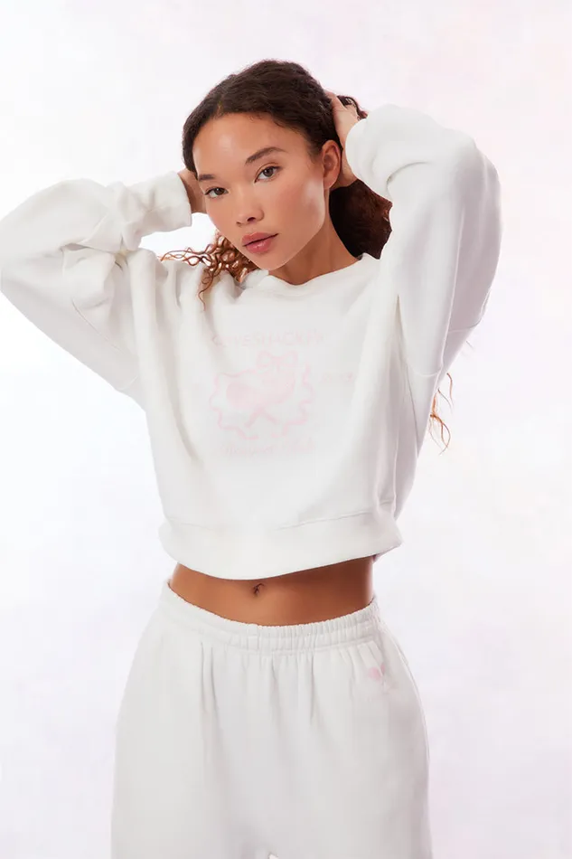 Women Tees and Fleece LoveShackFancy Malone Tennis Logo Sweatpant White