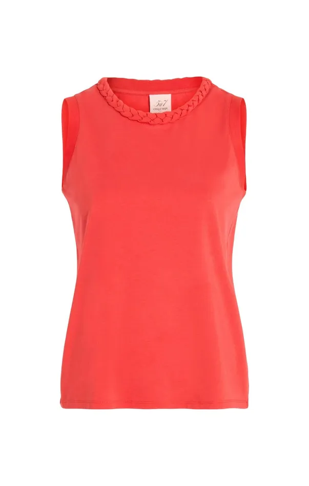 Women Tees and Pullovers Cinq Sept Sleeveless Braided Tee Deep Tangelo