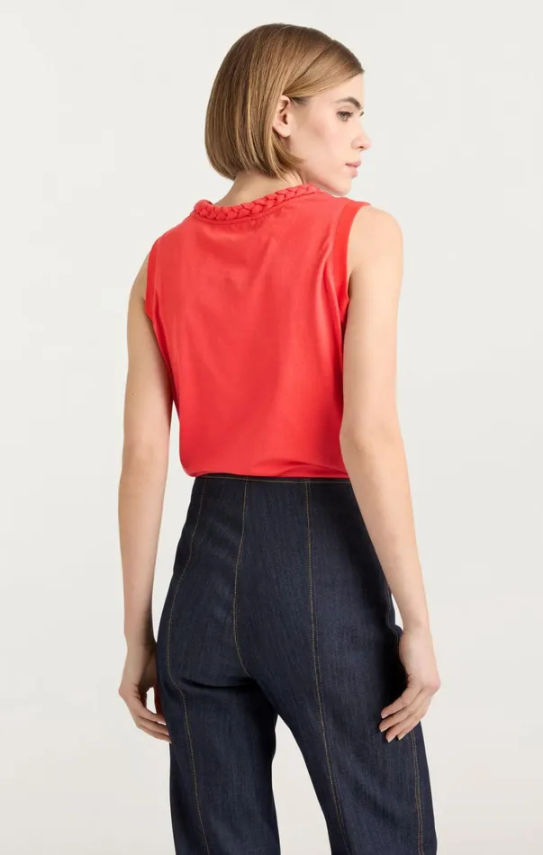 Women Tees and Pullovers Cinq Sept Sleeveless Braided Tee Deep Tangelo
