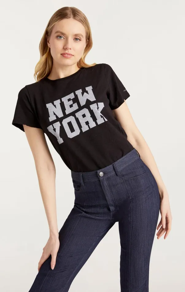 Women Tees and Pullovers Cinq Sept Soho New York Tee Blackwhite