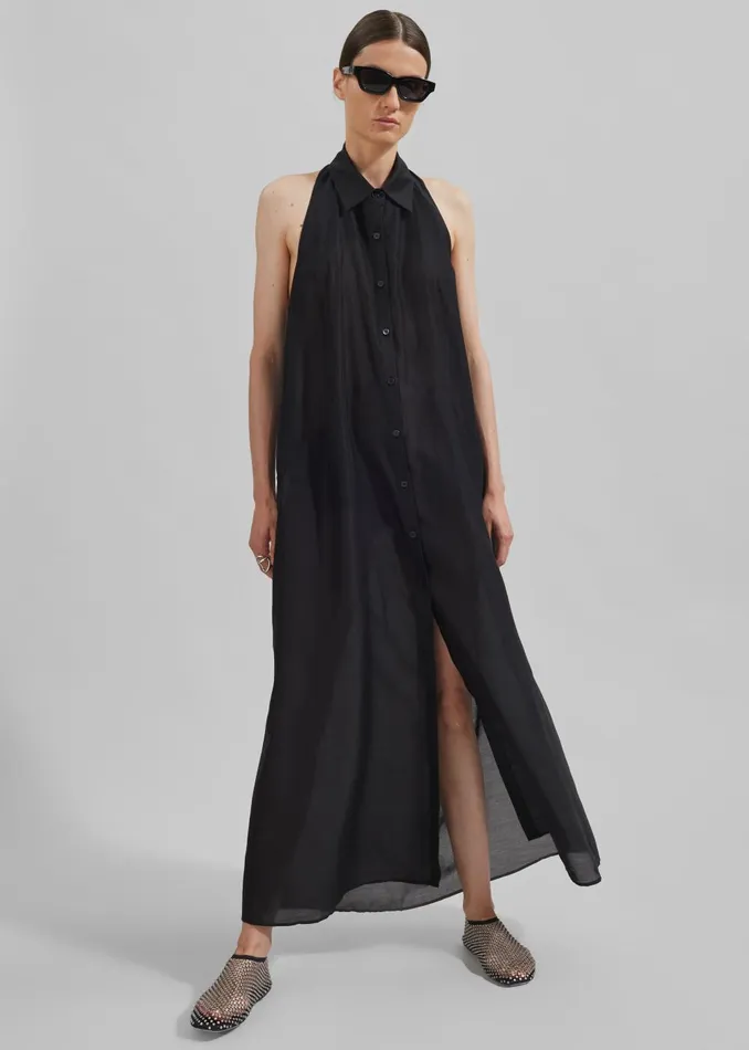 Women Temi Sheer Halter Dress 8211 Black The Frankie Shop Dresses