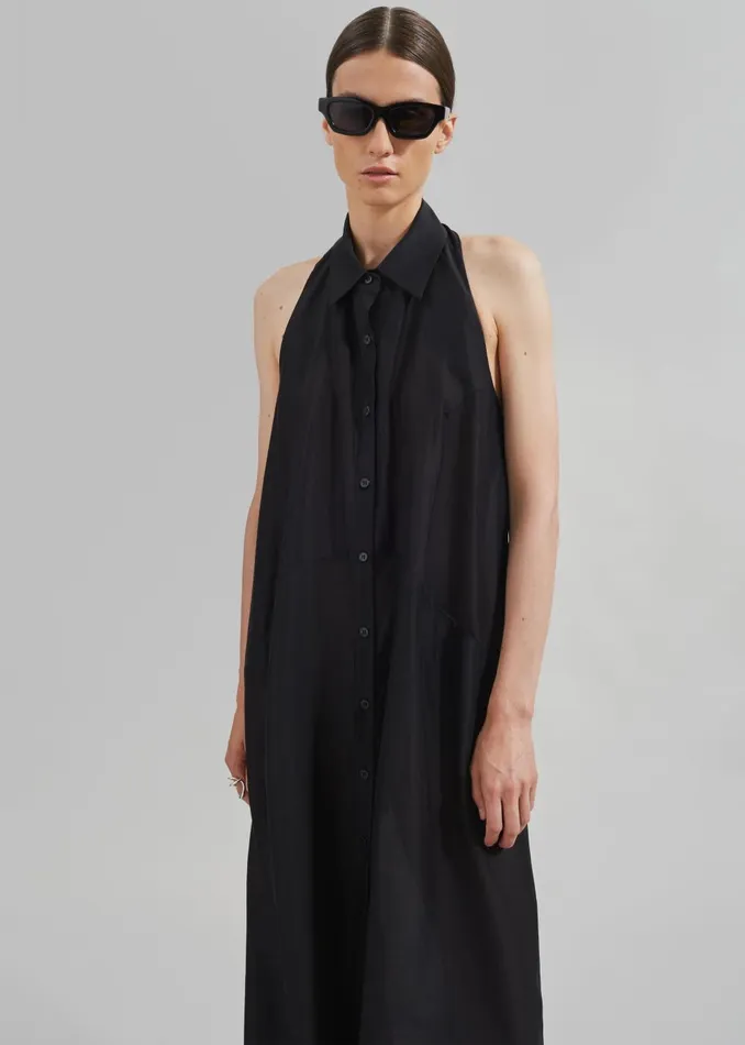Women Temi Sheer Halter Dress 8211 Black The Frankie Shop Dresses
