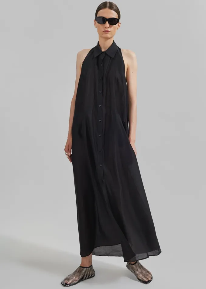 Women Temi Sheer Halter Dress 8211 Black The Frankie Shop Dresses