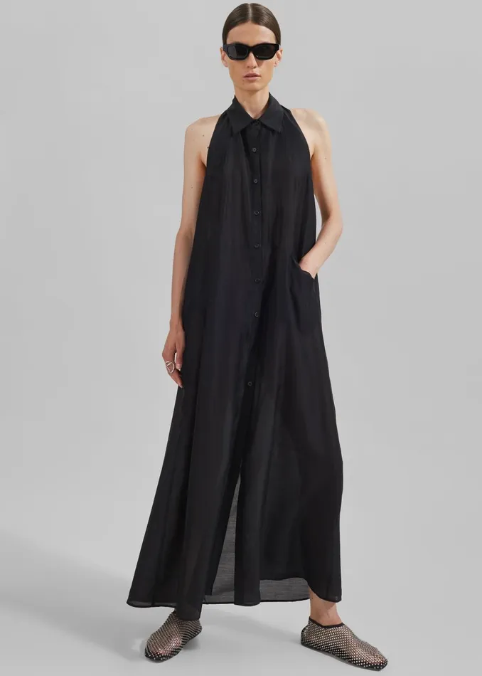 Women Temi Sheer Halter Dress 8211 Black The Frankie Shop Dresses