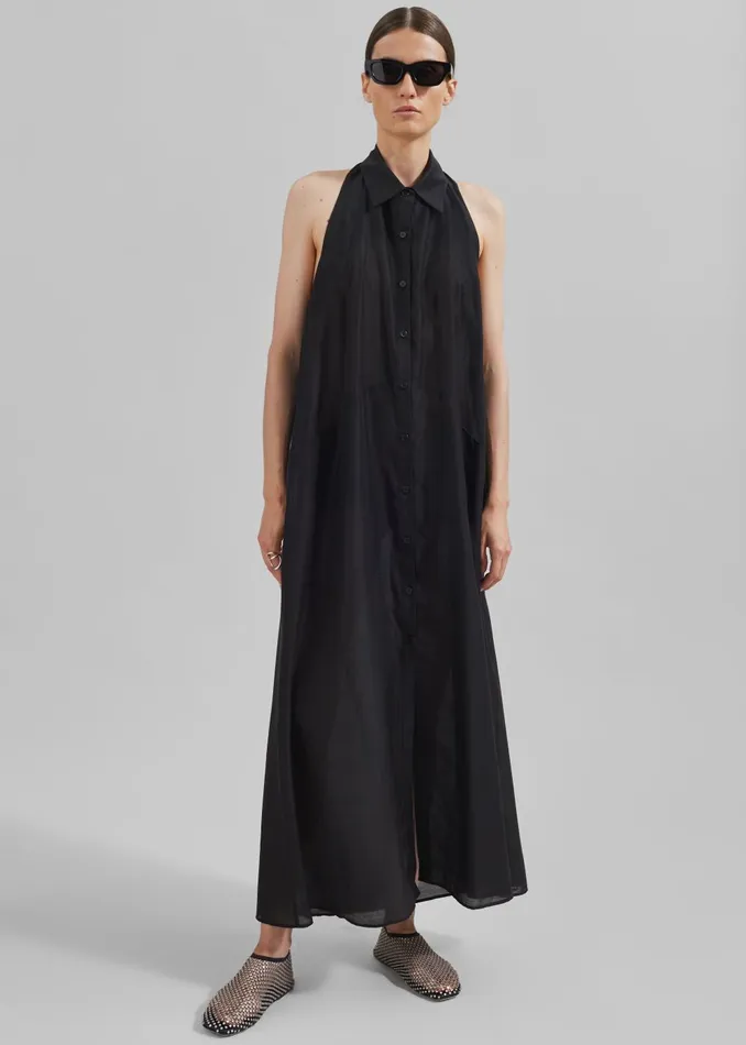 Women Temi Sheer Halter Dress 8211 Black The Frankie Shop Dresses