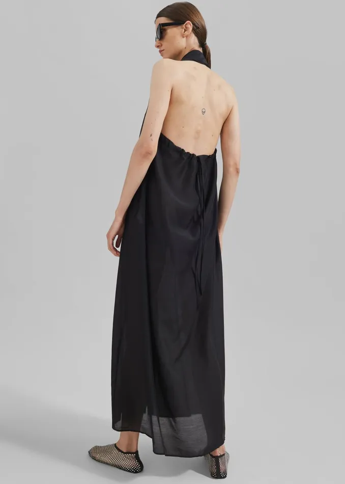 Women Temi Sheer Halter Dress 8211 Black The Frankie Shop Dresses