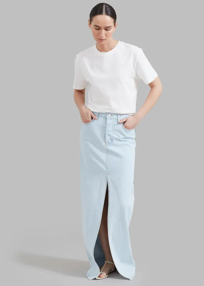 Women Texas Denim Pencil Skirt 8211 Bleached Wash The Frankie Shop Bottoms