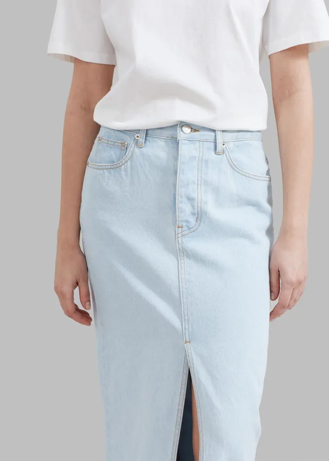 Women Texas Denim Pencil Skirt 8211 Bleached Wash The Frankie Shop Bottoms