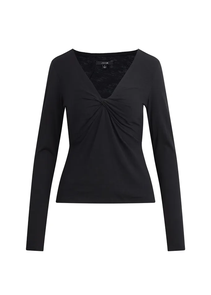 Women THE AVA STRIPE TWIST V NECK TOP Black Tops Joe8217s Jeans