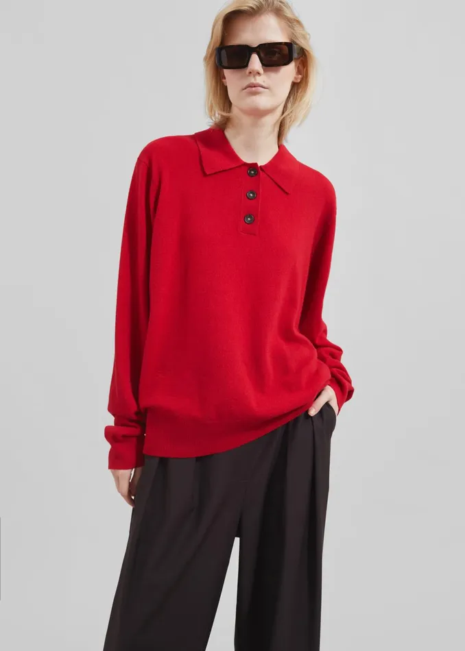 Women The Garment Como Polo 8211 Red The Frankie Shop Knitwear