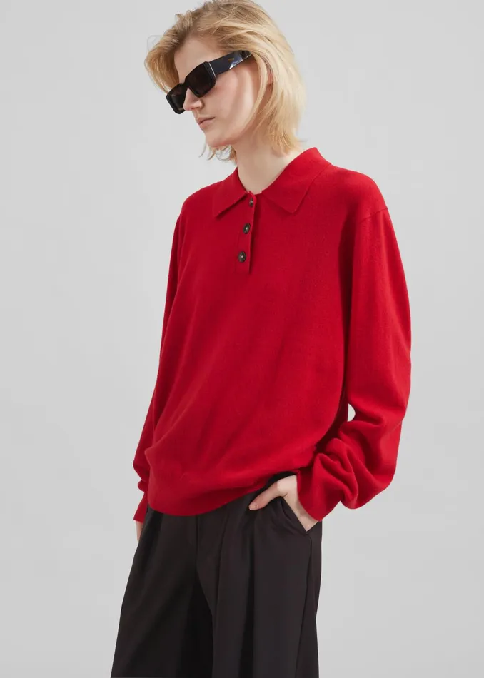 Women The Garment Como Polo 8211 Red The Frankie Shop Knitwear
