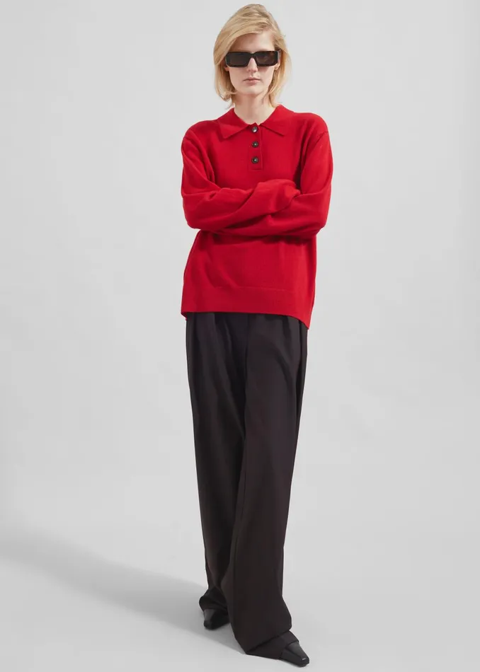 Women The Garment Como Polo 8211 Red The Frankie Shop Knitwear