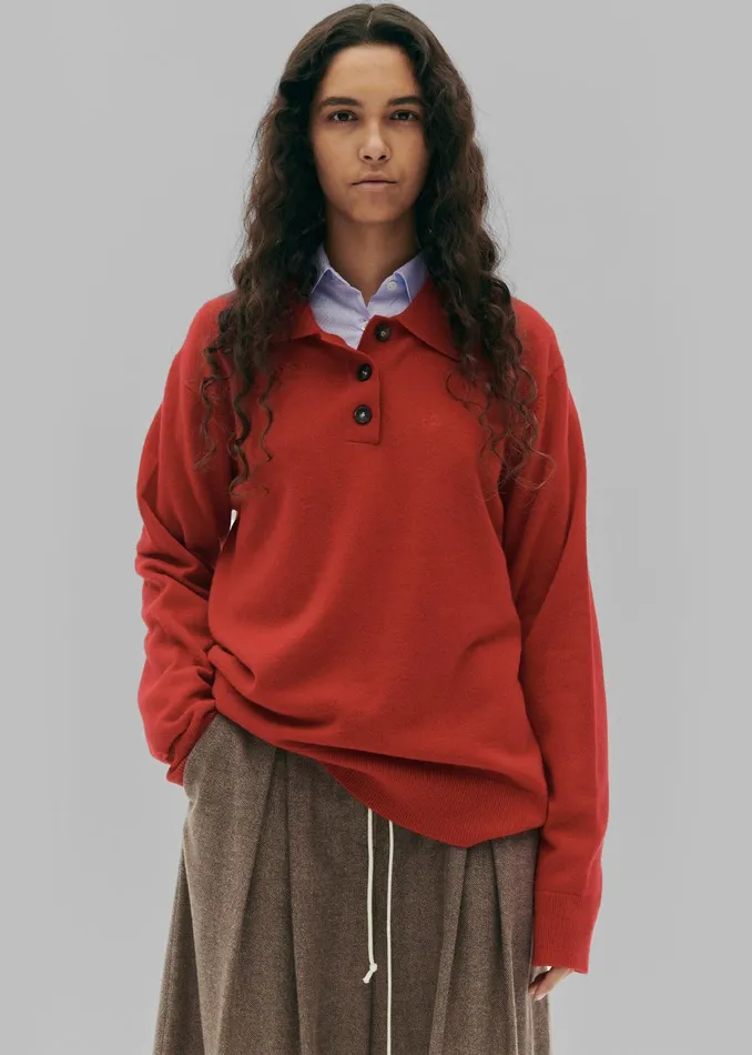 Women The Garment Como Polo 8211 Red The Frankie Shop Knitwear
