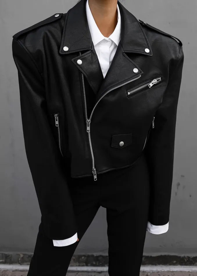 Women Tidus Cropped Biker Jacket 8211 Black The Frankie Shop Outerwear
