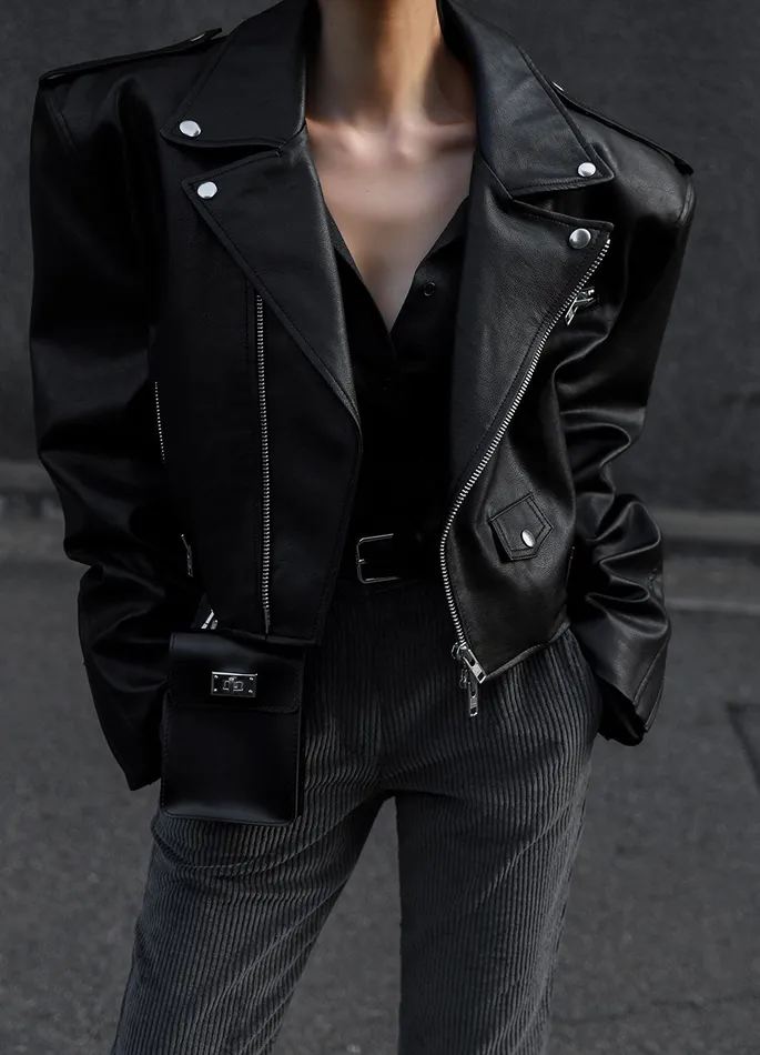 Women Tidus Cropped Biker Jacket 8211 Black The Frankie Shop Outerwear