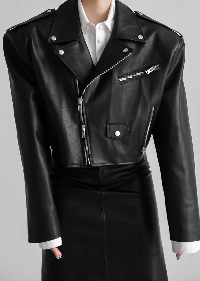 Women Tidus Cropped Biker Jacket 8211 Black The Frankie Shop Outerwear