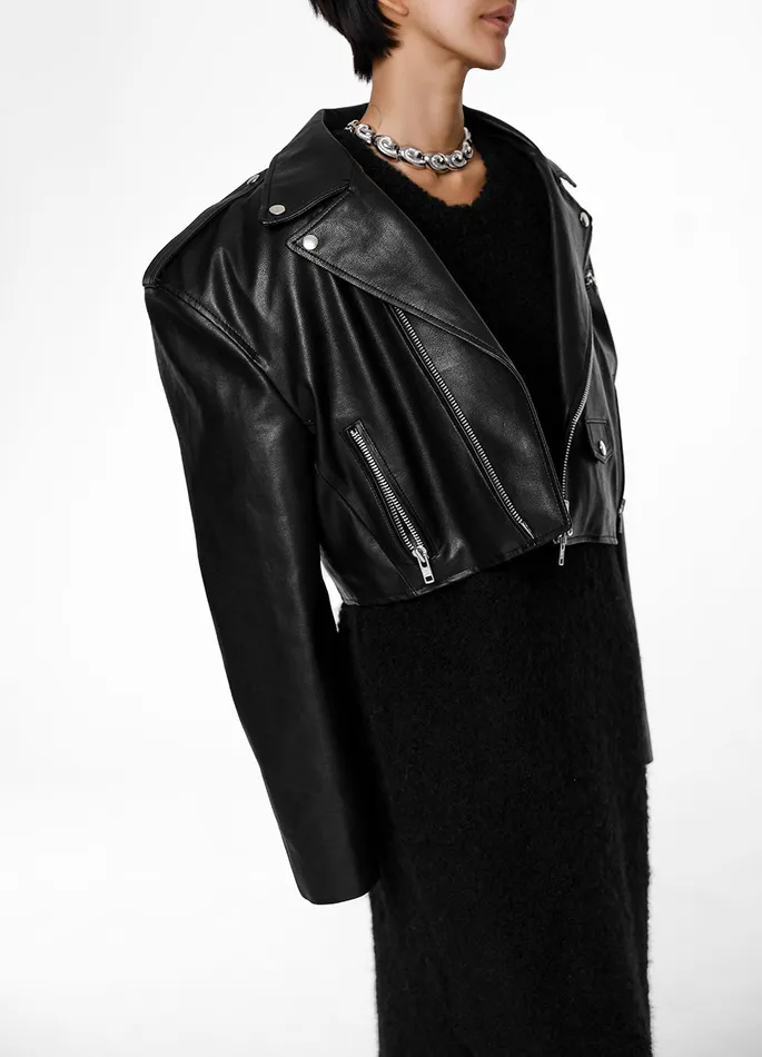 Women Tidus Cropped Biker Jacket 8211 Black The Frankie Shop Outerwear
